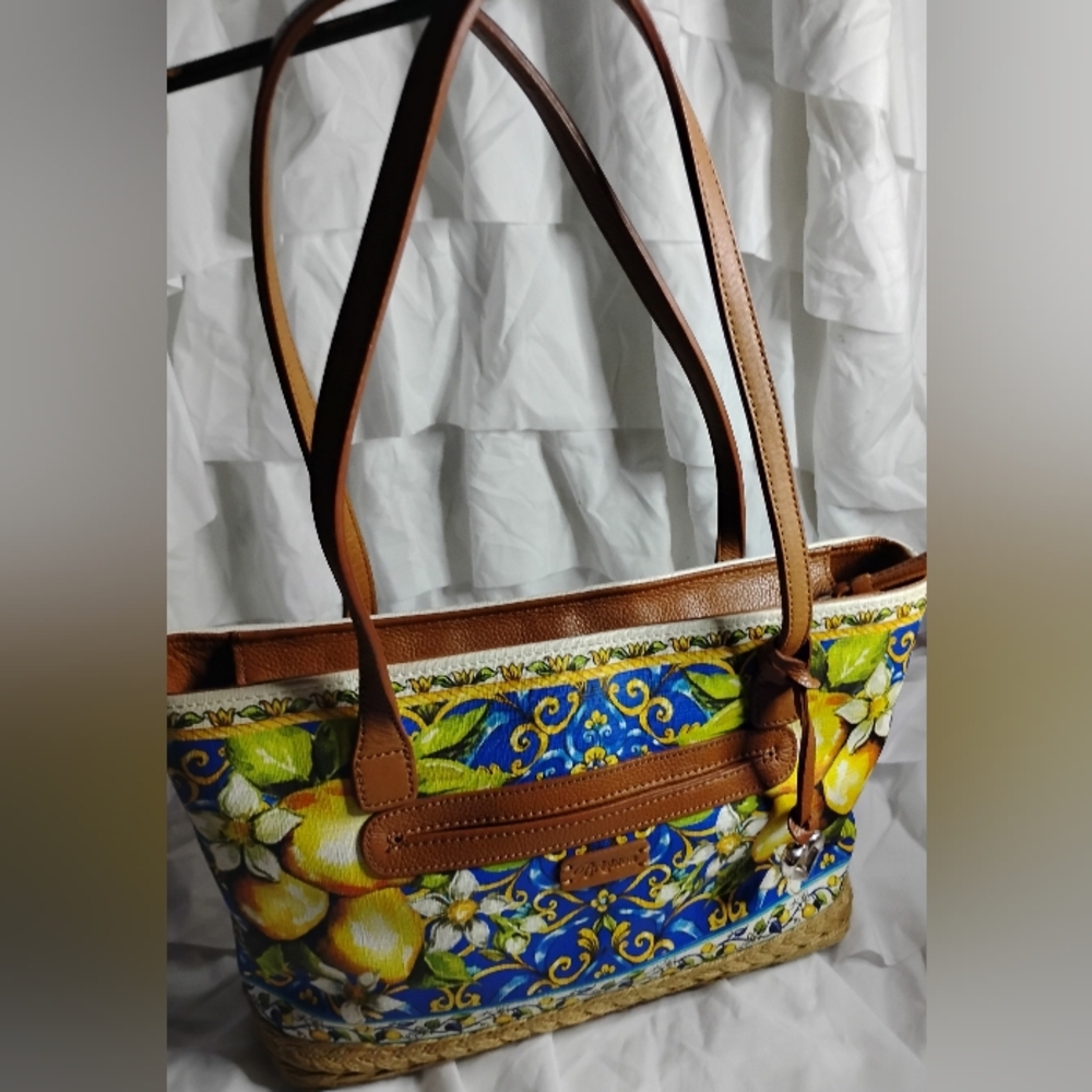 Brighton Bella Limone Pia Espadrille Coated Canvas Tote